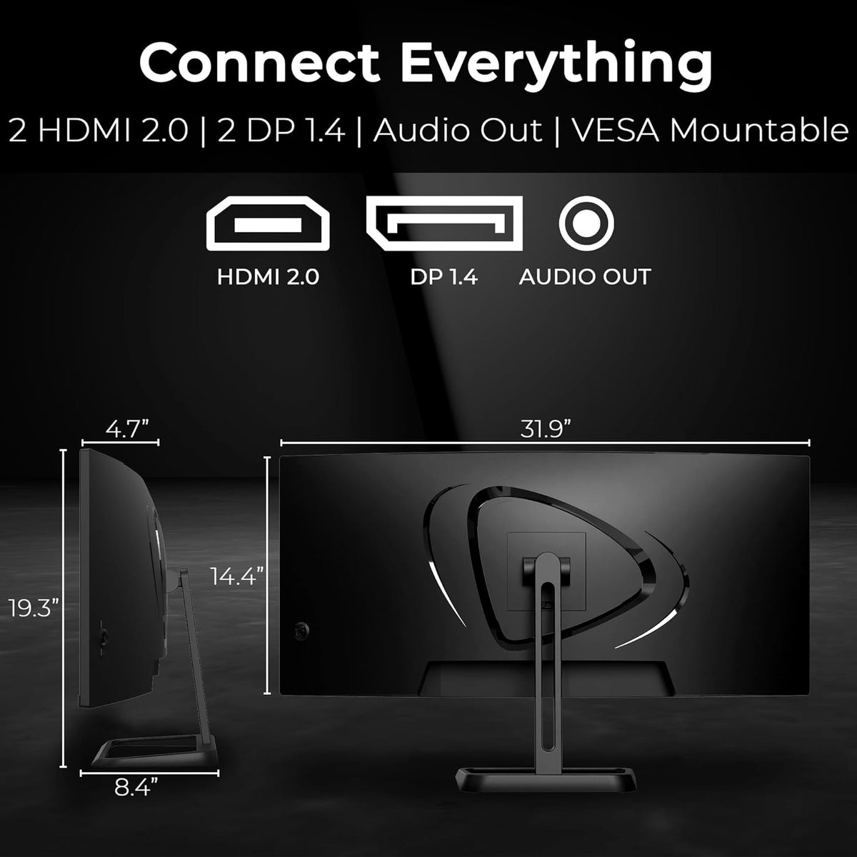 34" Curved Monitor HDMI Connection, Disp