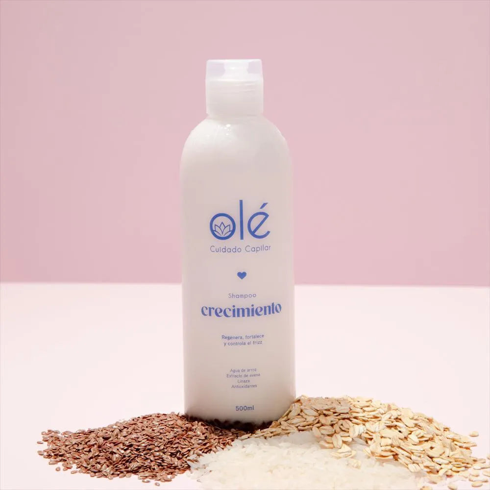 Shampoo revitalizante de arroz y linaza Olé capilar