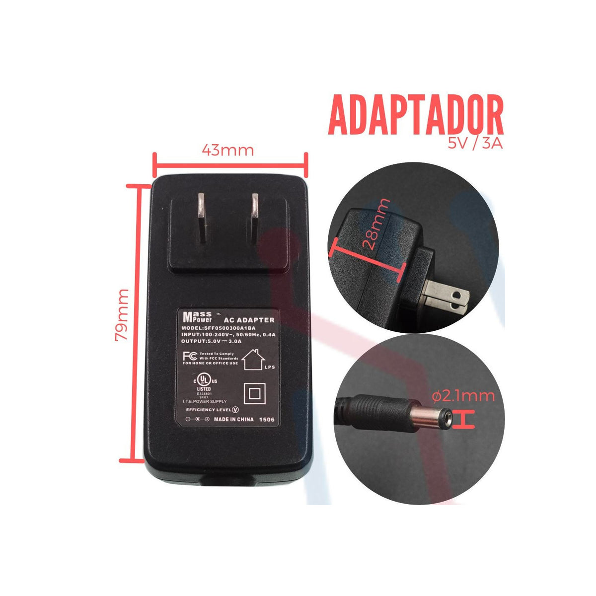5V/3A Power Adapter Type B * Requires Co