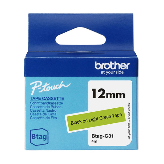 BTAGG31 12MM BLACK ON LIGHT GREEN TAPE