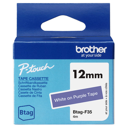 BTAGF35 12MM WHITE ON PURPLE TAPE