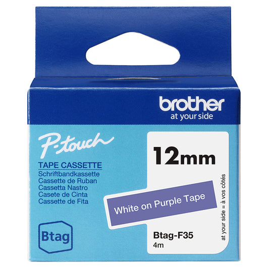 BTAGF35 12MM WHITE ON PURPLE TAPE