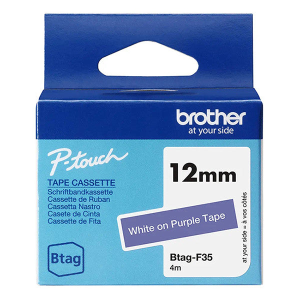 BTAGF35 12MM WHITE ON PURPLE TAPE