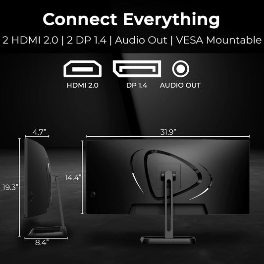 34" Curved Monitor HDMI Connection, Disp