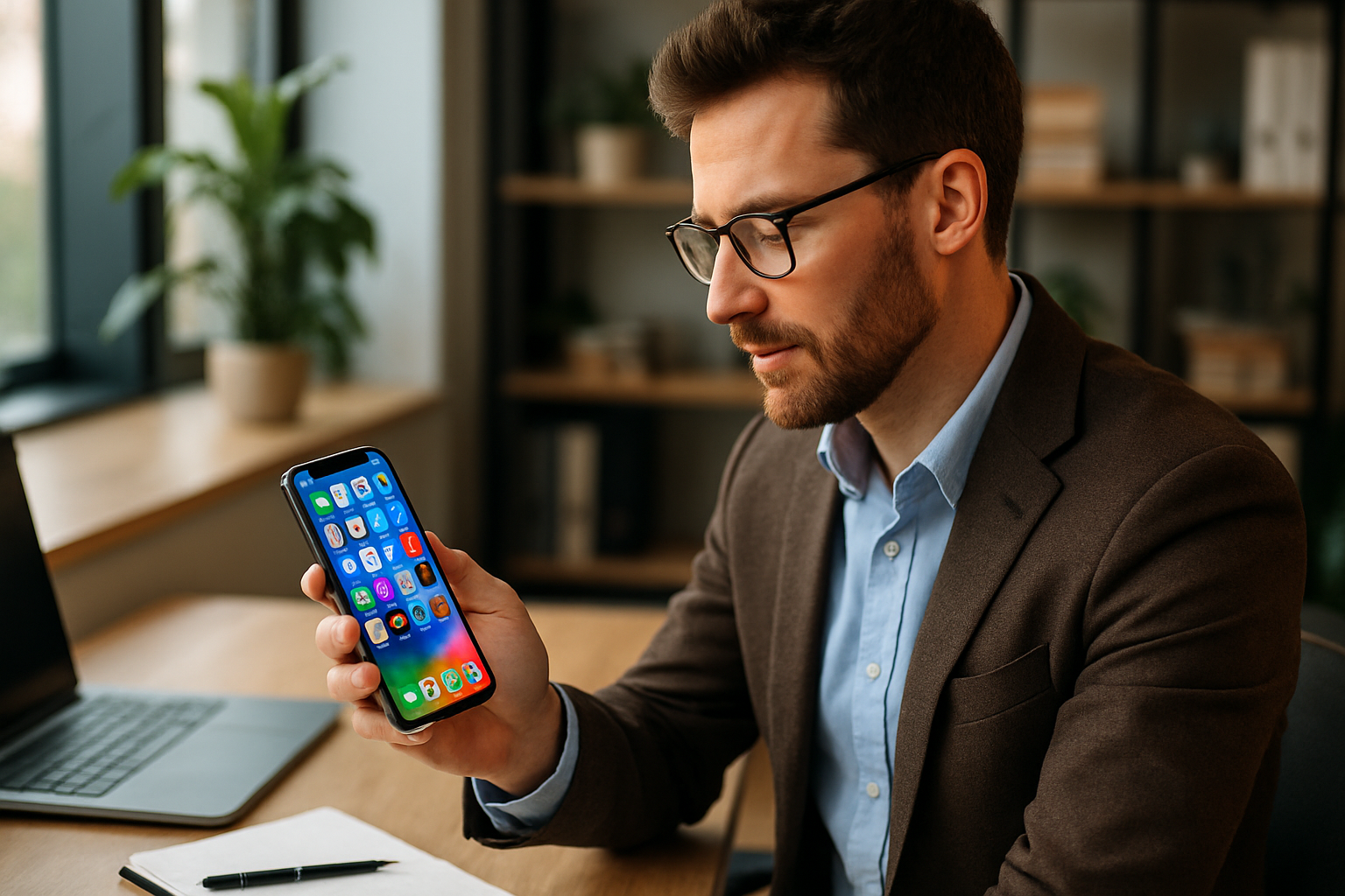 disponer la pantalla del teléfono orientada hacia la persona.